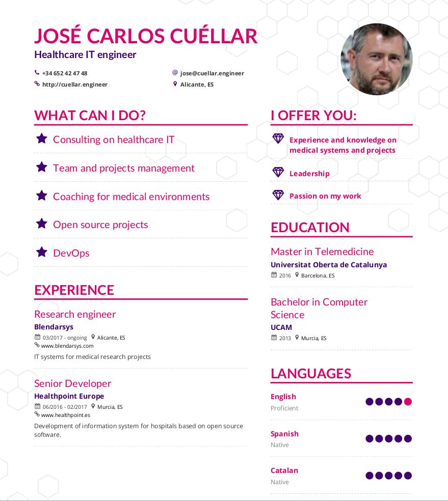 Light CV Jose C Cuellar - healthcare IT engineer
